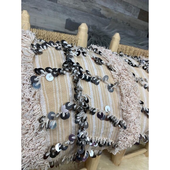 Moroccan Vintage Pillow Wedding Blanket Handira Lumbar Cushion 03YS00775 - Picture 6 of 10
